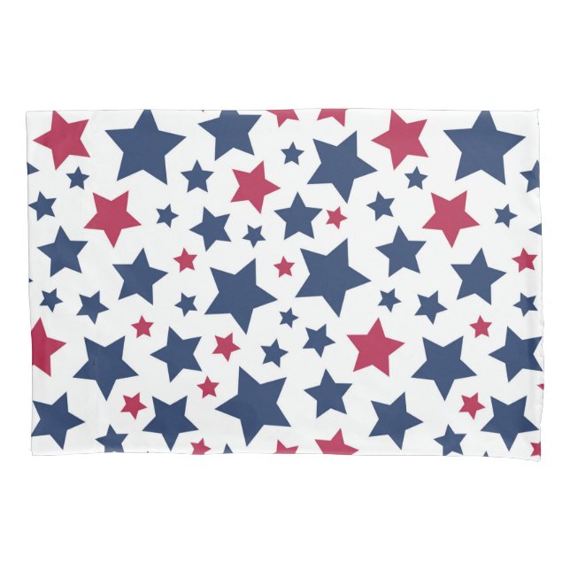 Red and Blue Stars - American flag pattern Pillowcase (Front)