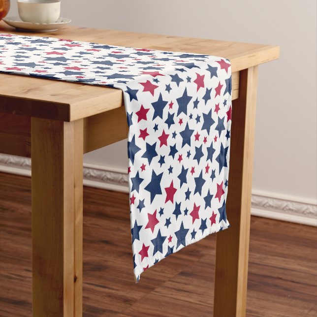 Red and Blue Stars - American flag pattern Short Table Runner (In Situ)