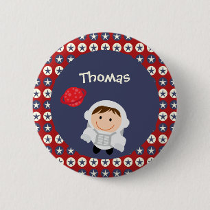 Red and Blue Stars Astronaut Button