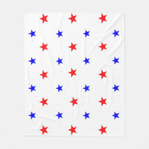 Red and Blue Stars - Starry Sky Pattern Fleece Blanket