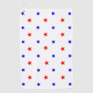 Red and Blue Stars - Starry Sky Pattern Golf Towel