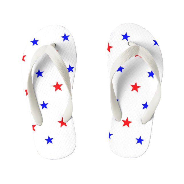 Red and Blue Stars - Starry Sky Pattern Kid's Thongs (Footbed)