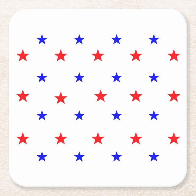 Red and Blue Stars - Starry Sky Pattern Square Paper Coaster (Front)