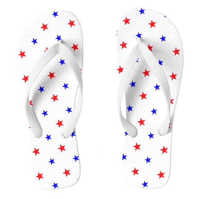 Red and Blue Stars - Starry Sky Pattern Thongs (Footbed)