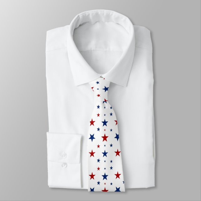 Red And Blue Stars  Tie (Tied)