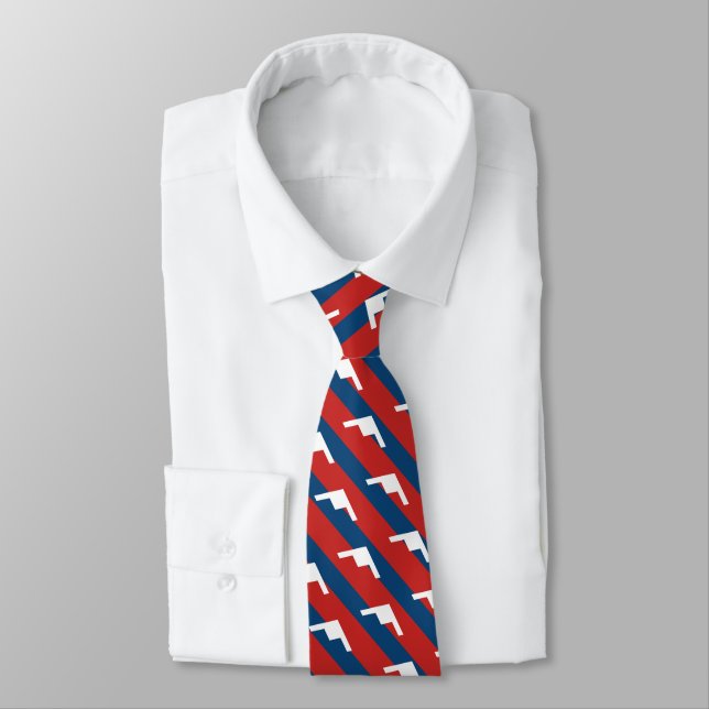 Red and Blue Stripe B-21 Bomber Pattern Tie (Tied)
