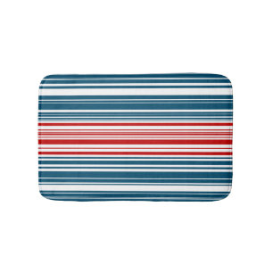 Red and Blue Striped Pattern Bath Mat