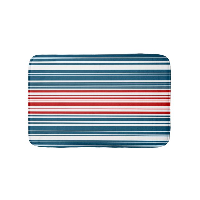 Red and Blue Striped Pattern Bath Mat (Front)