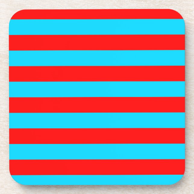 Red and Blue Stripes Design Coaster (Front)