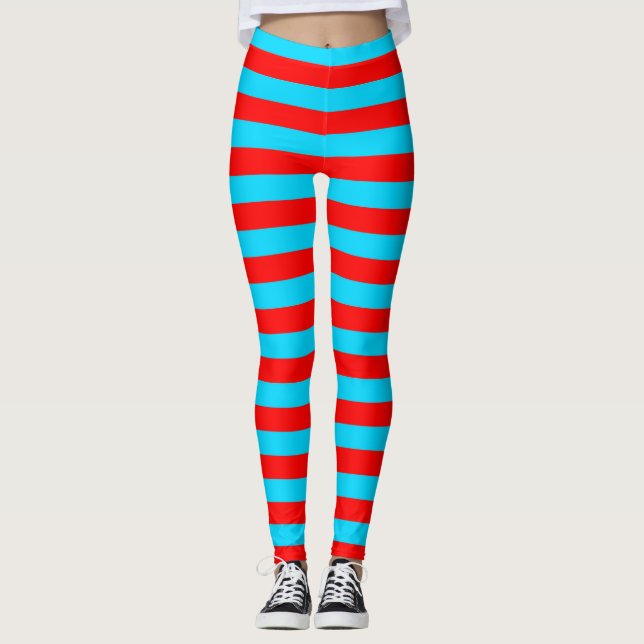 Red and Blue Stripes Design Leggings (Front)