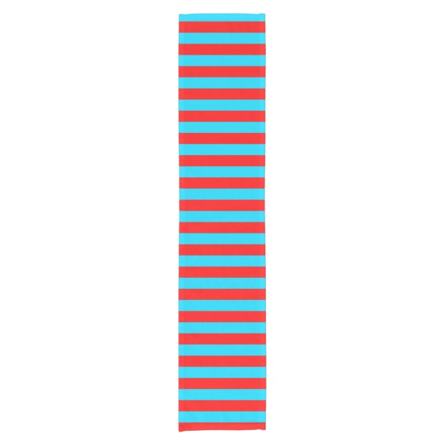 Red and Blue Stripes Design Short Table Runner (Front)