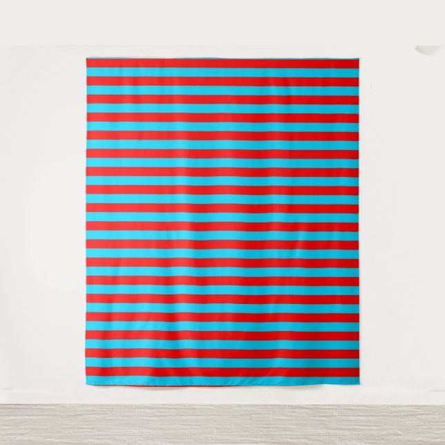 Red and Blue Stripes Design Tapestry (Front)