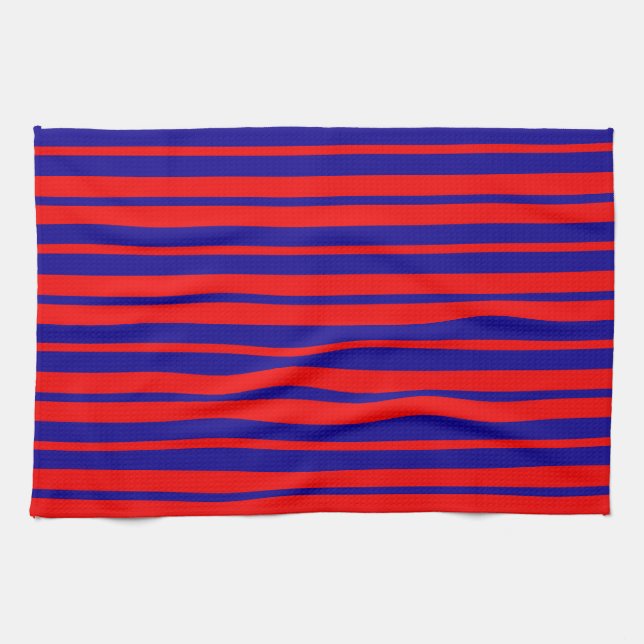 Red and Blue Stripes Design  Tea Towel (Horizontal)
