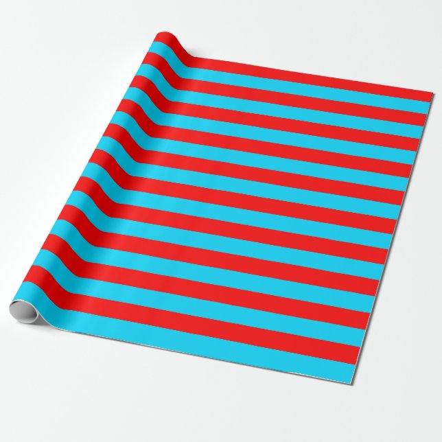 Red and Blue Stripes Design Wrapping Paper (Unrolled)