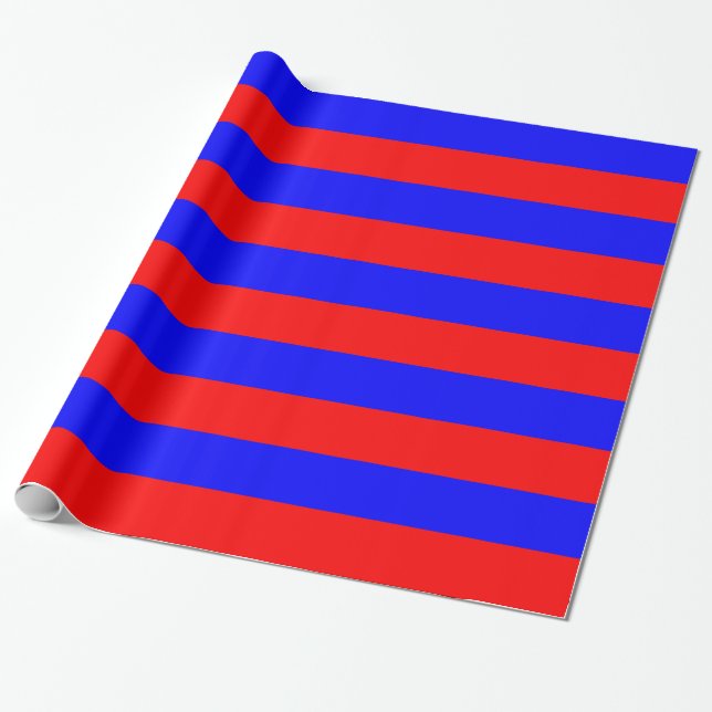 Red and Blue Stripes Wrapping Paper (Unrolled)