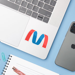 Red and Blue Stylised Bold Geometric Letter M