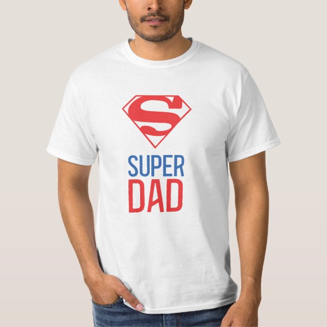 Red and Blue Super Dad Fathers Day T-Shirt (Front)