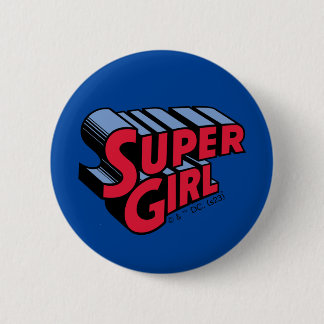 Red and Blue Supergirl Stacked Name Logo 6 Cm Round Badge