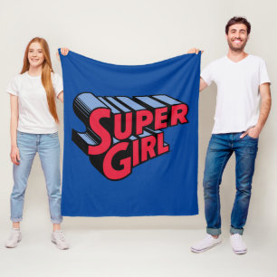 Red and Blue Supergirl Stacked Name Logo Fleece Blanket