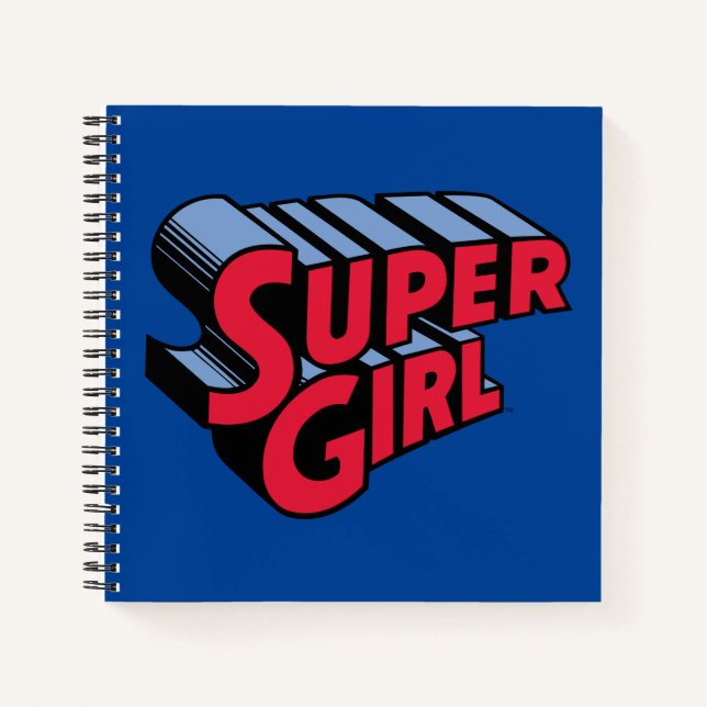 Red and Blue Supergirl Stacked Name Logo Notebook (Front)