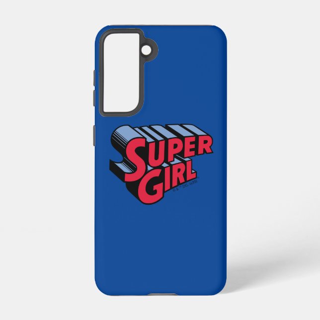Red and Blue Supergirl Stacked Name Logo Samsung Galaxy S21 Case (Back)