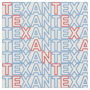 Red and Blue TEXAN Neon on White Fabric