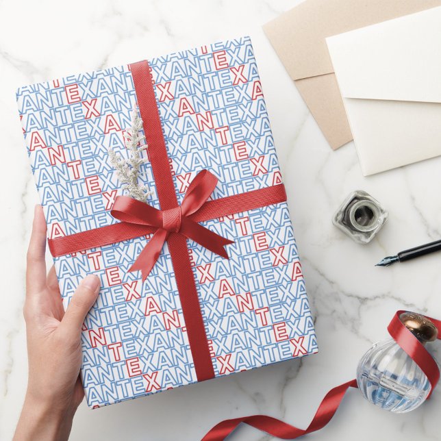Red and Blue TEXAN Neon Wrapping Paper (Creator Uploaded)