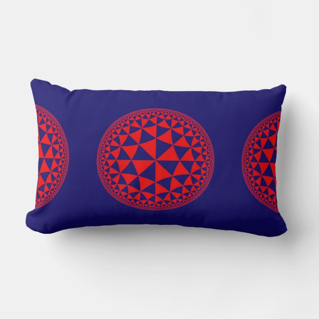 Red and Blue Triangle Filled Mandala Lumbar Cushion (Front)