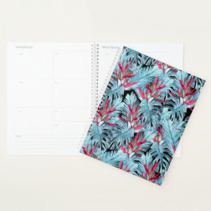 Red and blue tropical plants planner