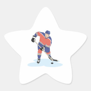 red and blue uniform ice hockey player vector grap star sticker
