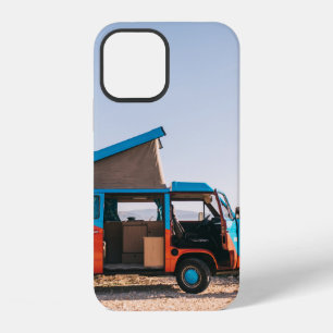 Red and blue vehicle beside man iPhone 12 case