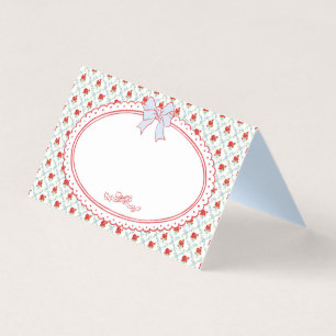 Red and Blue Vintage Fancy Floral Place Card Table