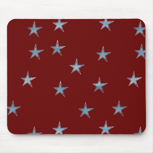 Red and Blue Watercolor Stars Mouse Pad (Front)