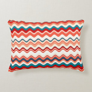 Red and Blue Wavy Pattern Decorative Cushion