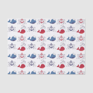 Red and Blue Whales and Anchor Tissue Paper