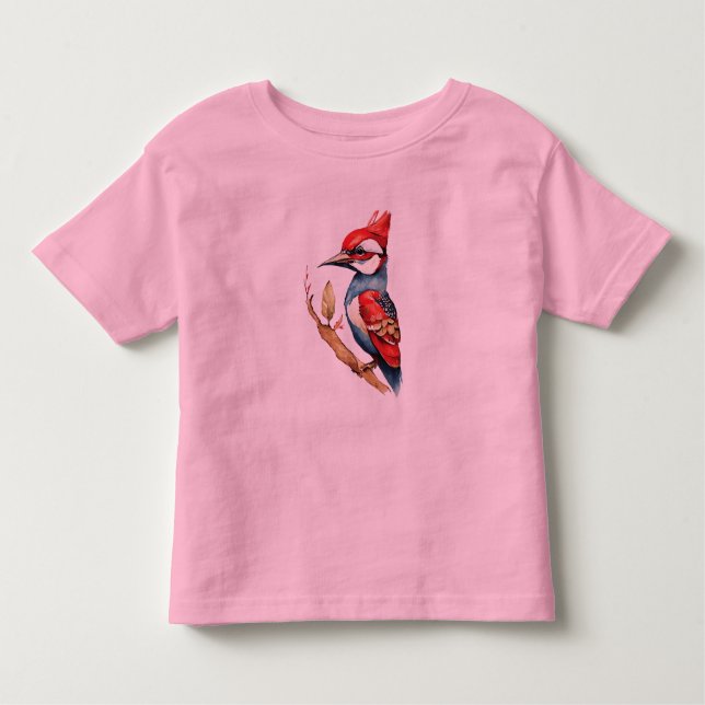 Red and Blue Woodpecker Toddler T-Shirt (Front)
