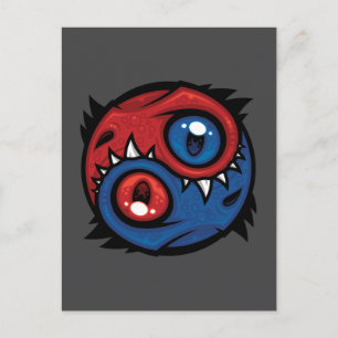 Red and Blue Yin Yang Dragons Postcard