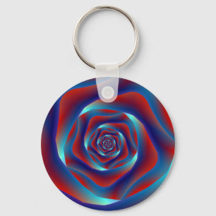 Red and Blues Spiral Rose Key Chain