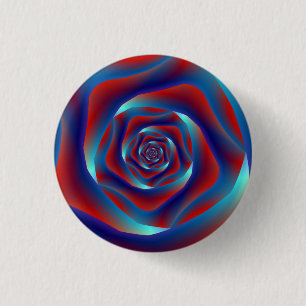 Red and Blues Spiral Rose Pinback Button