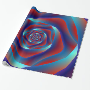 Red and Blues Spiral Rose Wrapping Paper