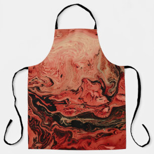 Red and brown abstract art apron