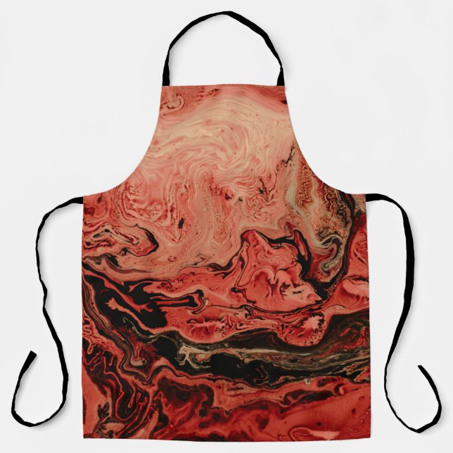 Red and brown abstract art apron (Front)