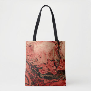 Red and brown abstract art tote bag
