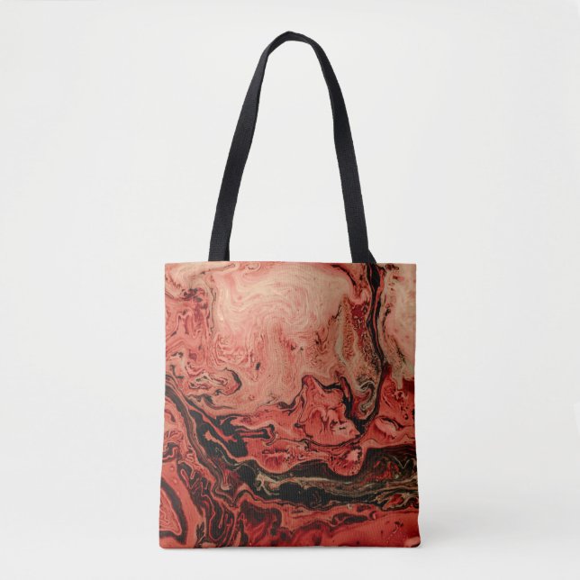 Red and brown abstract art tote bag (Front)