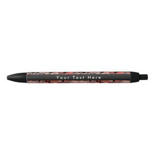 Red and Brown Camo, Camouflage, Military, Army Black Ink Pen