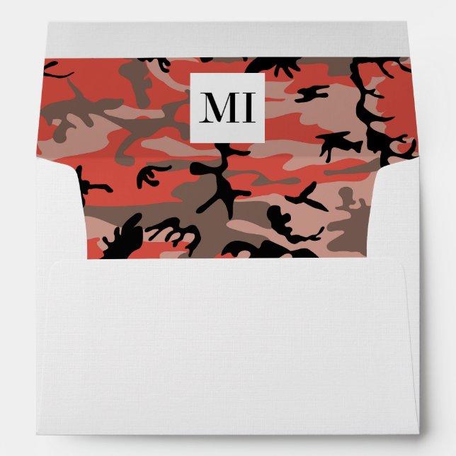 Red and Brown Camo, Camouflage, Military, Army Envelope (Back (Bottom))