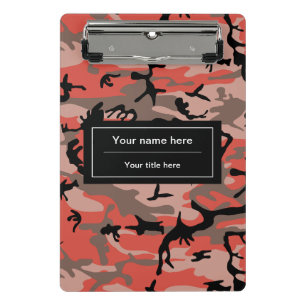 Red and Brown Camo, Camouflage, Military, Army Mini Clipboard