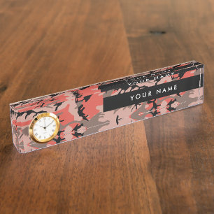 Red and Brown Camo, Camouflage, Military, Army Nameplate