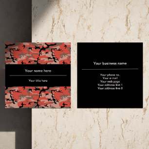 Red and Brown Camo, Camouflage, Military, Army Square Business Card