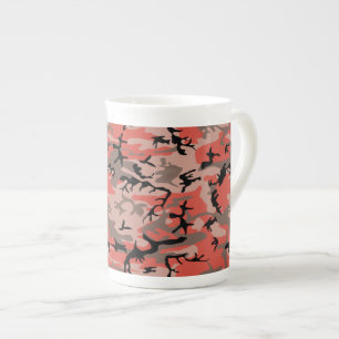 Red and Brown Camouflage, Military, Army Bone China Mug